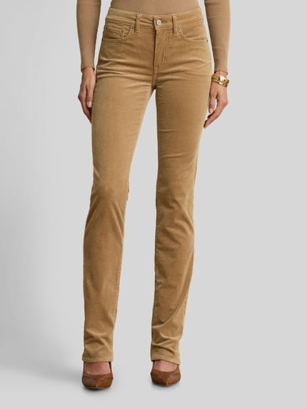 Lauren Ralph Lauren Spodnie z prostymi nogawkami z mieszanki bawełny Camel 4
