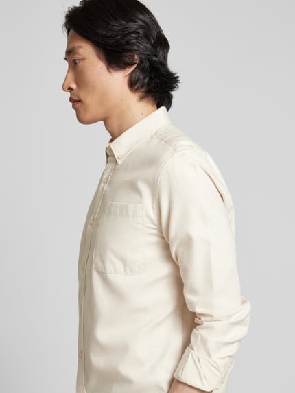 KnowledgeCotton Apparel Custom Fit Freizeithemd mit Button-Down-Kragen Hellgrau 3