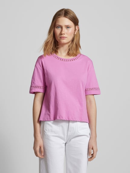 Jake*s Casual T-Shirt mit Häkelspitze Pink 4