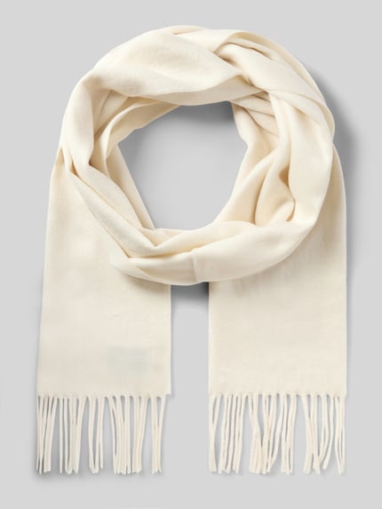 Produktfoto, Schal mit Fransen Modell 'Cashmink' von FRAAS, cremefarben, Strick-Optik, rechteckig, weiche Textur, Damen Schal, 31x168 cm