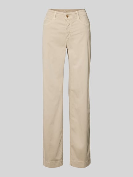 Produktfoto, Loose Fit Jeans mit 5-Pocket-Design von MAC aus Baumwoll-Modal-Mix mit Stretch-Anteil in Beige, lockerer Schnitt, Knopf- und Reißverschluss, Bundweite 41 cm, Innenbeinlänge 82 cm bei Größe 36/32