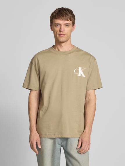 Calvin Klein Jeans T-Shirt mit Label-Print und Rundhalsausschnitt Beige 4
