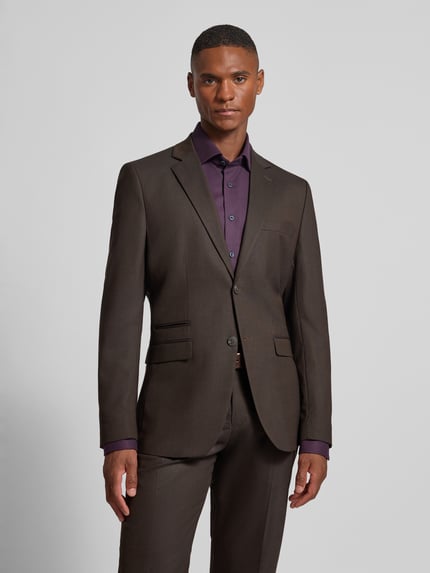 Selected Slim fit pak met wol, model 'NEIL' Donkerbruin - 4
