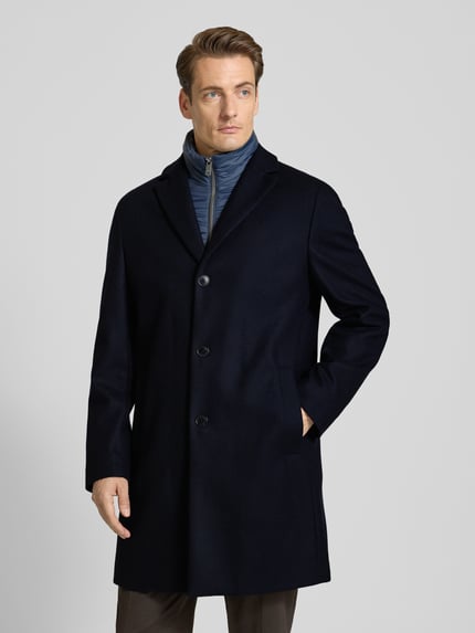 ROY ROBSON Lange jas van scheerwolmix in 2-in-1 look Marineblauw - 4