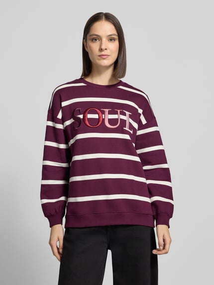 Smith and Soul Oversized sweatshirt van katoenmix met geborduurd logo Bordeaux - 4