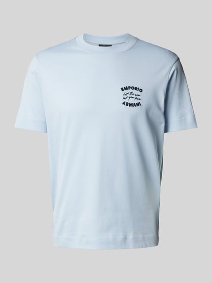 Emporio Armani T-Shirt mit Label-Stitching Hellblau 2