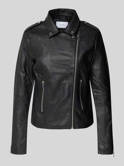 VILA Bikerjack in leerlook, model 'Cara' Zwart - 2