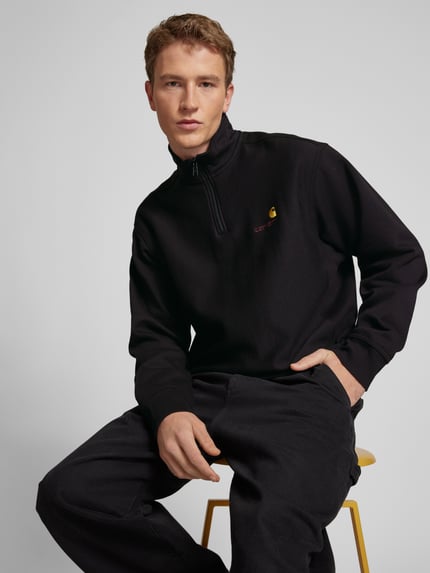Carhartt Work In Progress Sweatshirt met schipperskraag, model 'AMERICAN SCRIPT' Zwart - 3