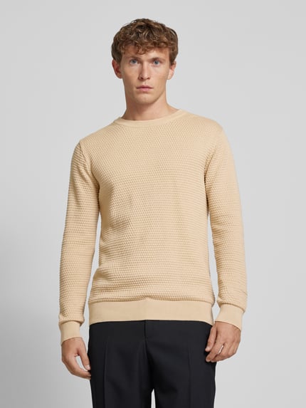 KnowledgeCotton Apparel Strickpullover mit Strukturmuster Modell 'VAGN' Sand 4