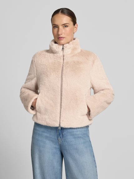 Marc Cain Jacke aus Kunstfell mit Zweiwege-Reißverschluss Taupe 4