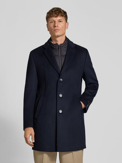 bugatti Regular Fit Mantel aus Woll-Mix mit Knopf- und Reißverschluss Marine 4