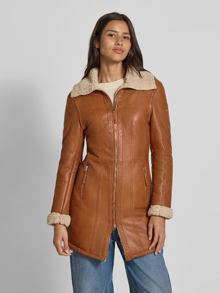 Cabrini Lederjacke mit Teddyfutter Cognac 4