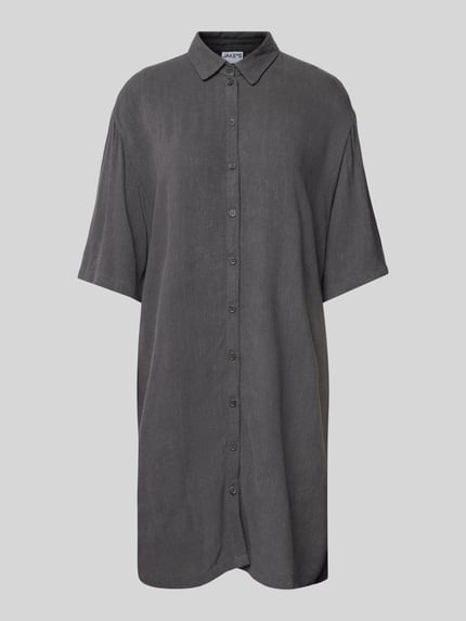 Jake*s Casual Mini-overhemdjurk van een mix van viscose en linnen Donkergrijs - 2