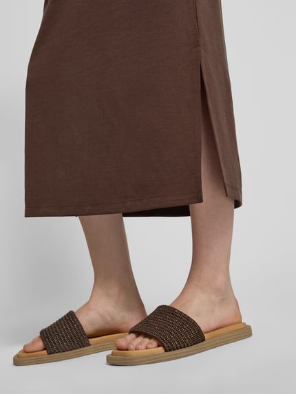 Jake*s Collection Midikleid aus Modal-Mix mit Rundhalsausschnitt Dunkelbraun 3