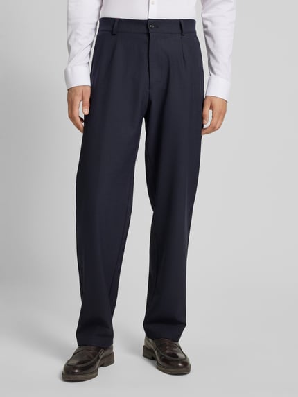 CG – CLUB of GENTS Broek met bandplooien, model 'Obey' Marineblauw - 4