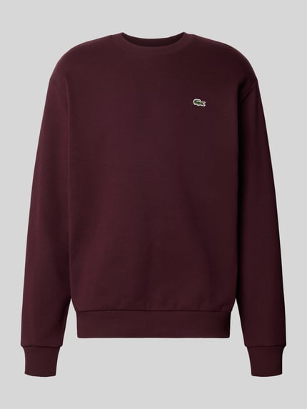 Produktfoto, bordowa bluza Regular Fit Sweatshirt aus Baumwoll-Mix von Lacoste, jednolita faktura, Herren Sweatshirt
