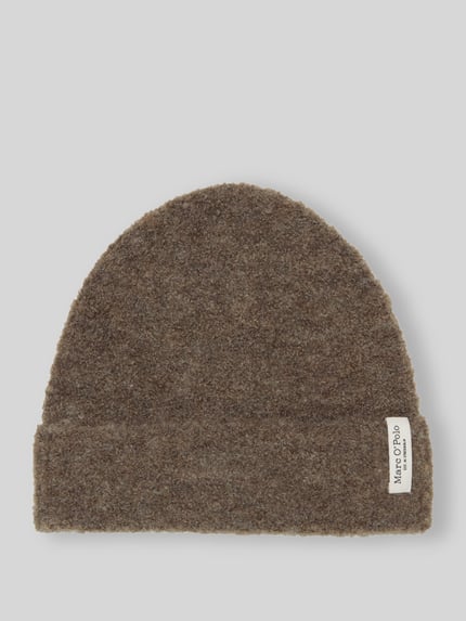 Marc O'Polo Mütze aus Schurwolle mit Label-Detail Taupe 1