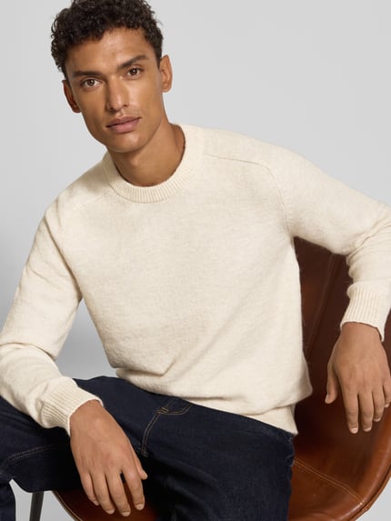 Selected Regular fit gebreide pullover met alpaca-wol aandeel model 'RAI' Offwhite - 3