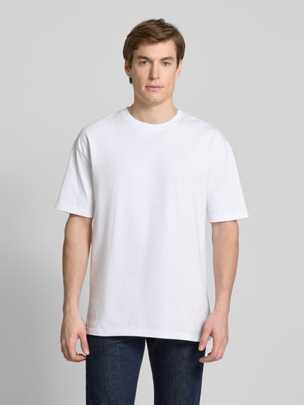 Samsøe Samsøe T-shirt met geribde ronde hals, model 'HUDSON' Wit - 4