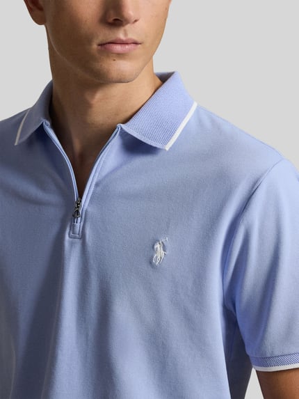 Polo Ralph Lauren Regular Fit Poloshirt aus Baumwoll-Mix mit Reißverschluss Hellblau 3