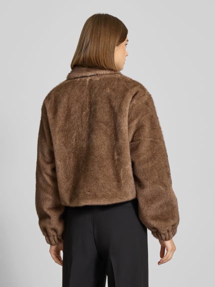 ONLY Regular fit jack van imitatiebont met platte kraag, model 'MADELINA' Taupe - 5