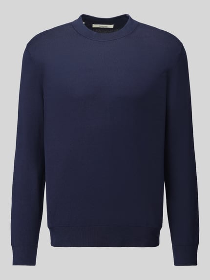 Produktfoto, dunkelblauer Regular Fit Pullover aus reiner Baumwolle Modell 'TORINO' von Selected, glatte Struktur, Herren Pullover