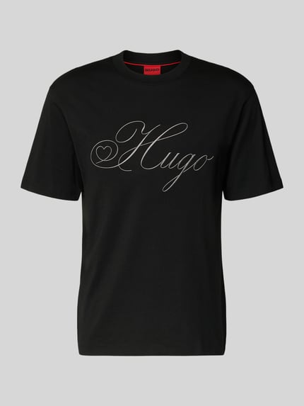 Produktfoto, Regular Fit T-Shirt aus reiner Baumwolle Modell 'DALENT' von HUGO, efekt: jednolity kolor, krój regular fit, wyhaftowane logo, okrągły dekolt, krótki rękaw, wykończenie materiału: dżersej, materiał: bawełna