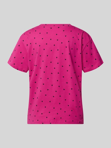 Produktfoto, Pyjama-Oberteil mit Rundhalsausschnitt von Jake*s Casual aus Reine Baumwolle im Regular-Fit mit Allover-Muster, pink, strukturierte Oberfläche