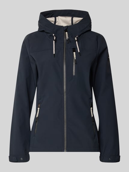 Produktfoto, dunkelblaue Jacke mit 10.000 mm Wassersäule Modell 'GS111' von G.I.G.A. DX, Slim Fit, Kapuze, Reißverschlüsse, strukturierte Oberfläche
