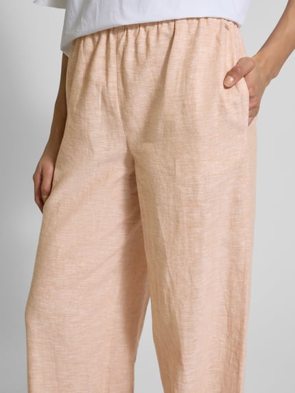 Armani Exchange Straight Leg Leinenhose mit elastischem Bund Apricot 3