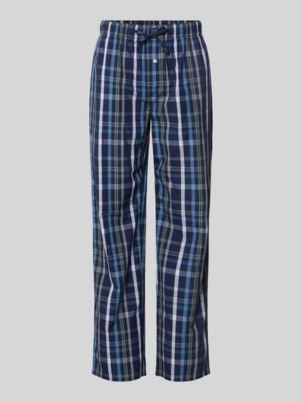 Produktfoto, Pyjama-Hose aus reiner Baumwolle von Christian Berg Men, kariert in Blau, Grün und Weiß, elastischer Bund, gerade Passform