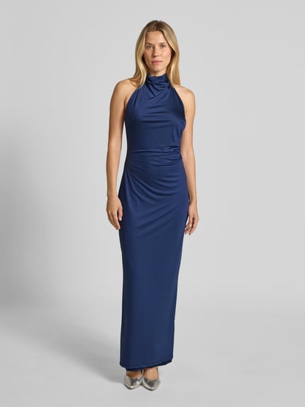 SWING Abendkleid mit Stehkragen und rückseitigem Knopfverschluss Marine 4