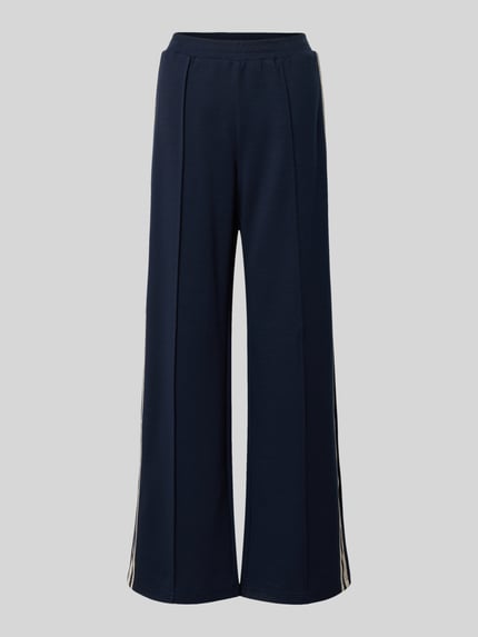 Produktfoto, Jog Pants mit französischen Eingrifftaschen von Jake*s Casual, dunkelblauer Material-Mix mit Stretch-Anteil, Wide-Leg-Fit, elastischer Bund, glatte Textur