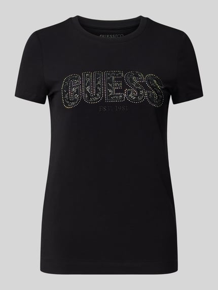 GUESS T-shirt z wyhaftowanym logo Czarny 2