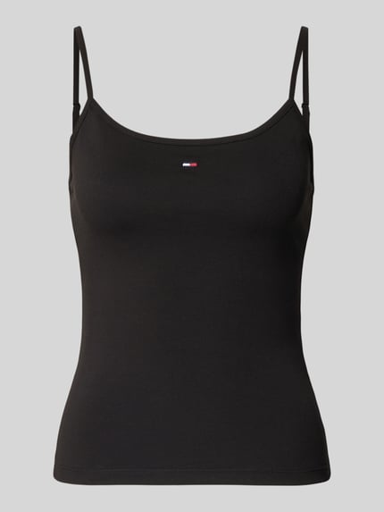 Produktfoto, Regular Fit Trägertop aus Baumwoll-Mix von Tommy Jeans, Optik: Unifarben, Logo-Stitching, Karree-Ausschnitt, Spaghettiträger