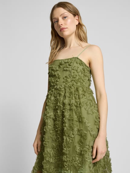 VILA Knielanges Kleid mit Strukturmuster Modell 'LEONORA' Schilf 3