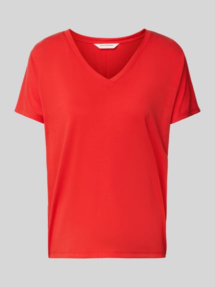 MSCH Copenhagen T-Shirt mit V-Ausschnitt Modell 'Fenya' Rot 2