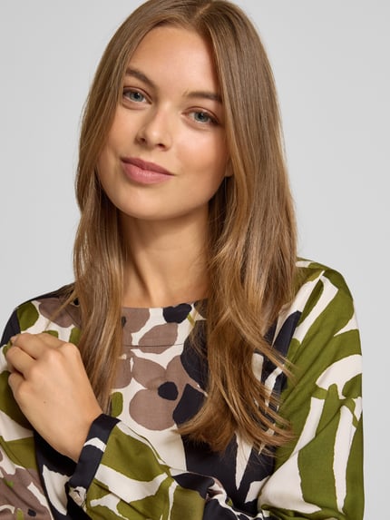 Milano Italy Regular Fit Bluse mit Rundhalsausschnitt Gruen 3