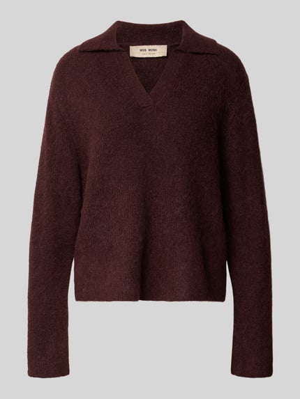 MOS MOSH Strickpullover aus Woll-Alpaka-Mix Modell 'Thora Aidy' Bordeaux 2