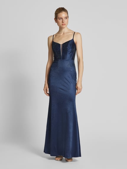 Mascara Abendkleid mit Ziersteinbesatz Dunkelblau 4