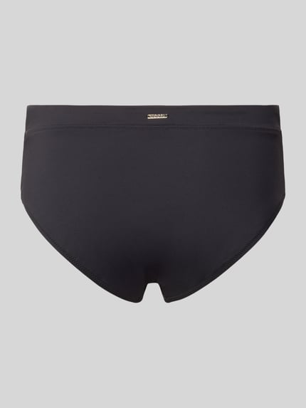 Produktfoto, czarna Slim Fit Bikini-Hose mit Logo-Applikation Modell 'Beach' von JOOP! Collection, elastyczny materiał, tekstura gładka