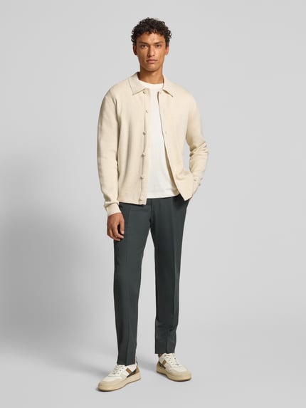 JACK & JONES Premium Gebreid jack met kentkraag, model 'MILANO' Offwhite gemêleerd - 1