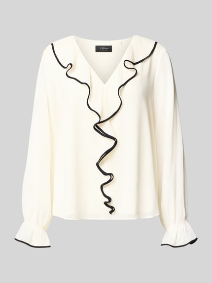 s.Oliver BLACK LABEL Regular fit blouse met lange mouwen met volants Wit - 2