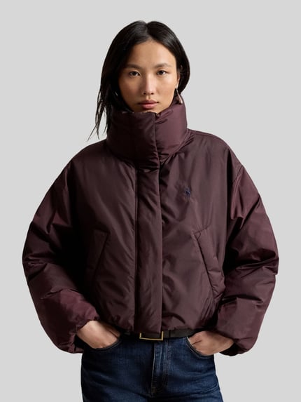 Polo Ralph Lauren boxy fit gewatteerd jack met gestikt logo Bordeaux - 4
