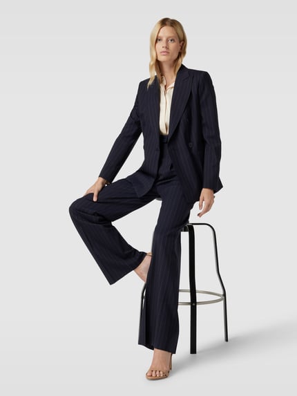 Max Mara Studio Blazer met krijtstrepen, model 'SELLA' Donkerblauw - 1