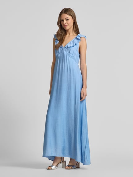 Moves Maxikleid mit Volants Modell 'Leanna' Hellblau 1