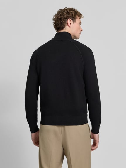 BOSS Regular Fit Strickjacke aus Baumwoll-Schurwoll-Mix Modell 'Fabiano' Black 5