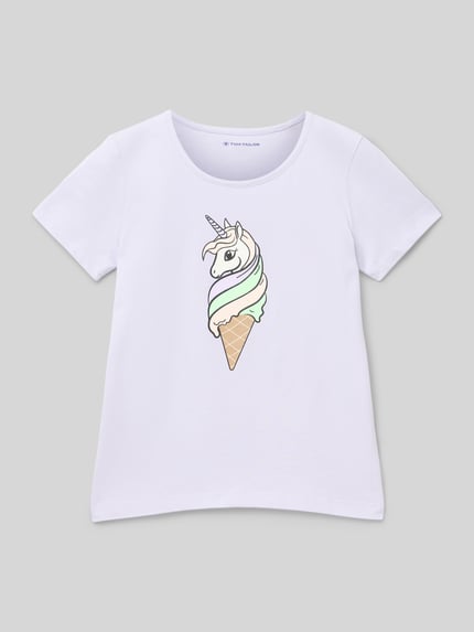 Tom Tailor Regular fit T-shirt van puur katoen Lila - 1