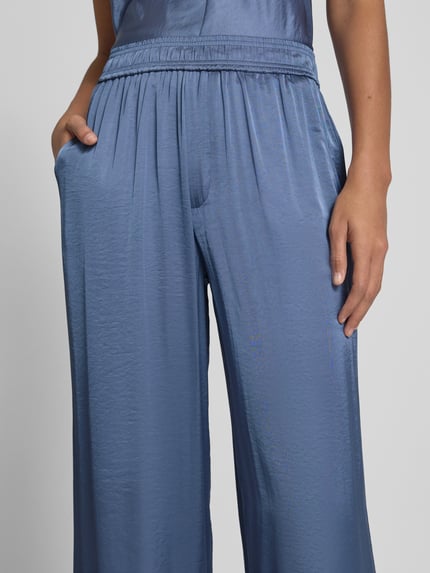 mbyM Wide leg stoffen broek met elastische band, model 'Asaka' Rookblauw - 3