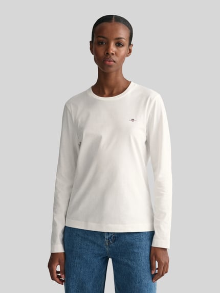 GANT Regular Fit Langarmshirt aus reiner Baumwolle Weiss 4